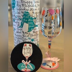 Delish Hand-Painted Birthday Wine Glass - Colorful Balloons with Gift Box